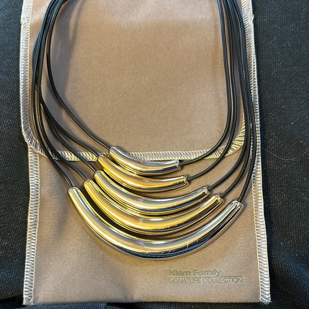 Lia Sophia Gold and Black Multi-Strand Necklace